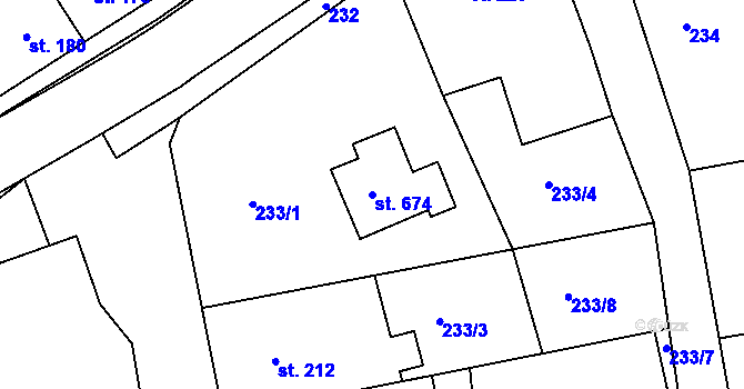 Parcela st. 674 v KÚ Seč, Katastrální mapa