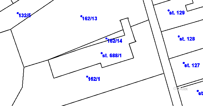 Parcela st. 688/1 v KÚ Seč, Katastrální mapa