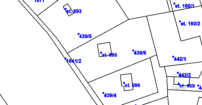 Parcela st. 695 v KÚ Seč, Katastrální mapa