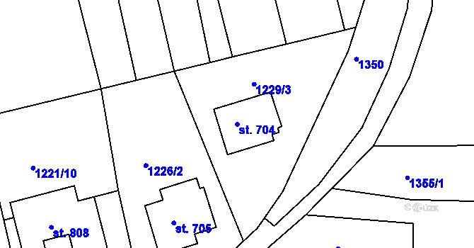 Parcela st. 704 v KÚ Seč, Katastrální mapa