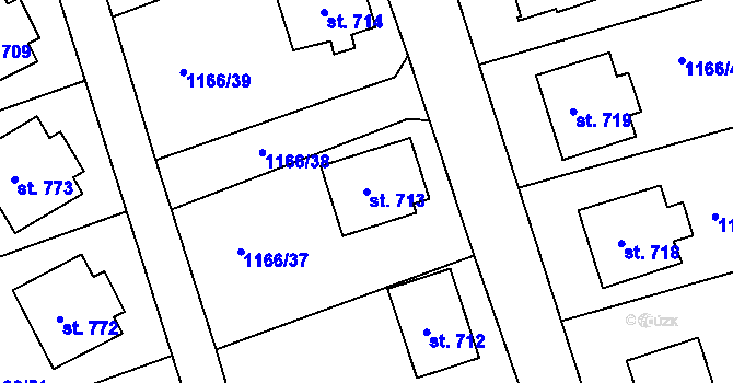 Parcela st. 713 v KÚ Seč, Katastrální mapa