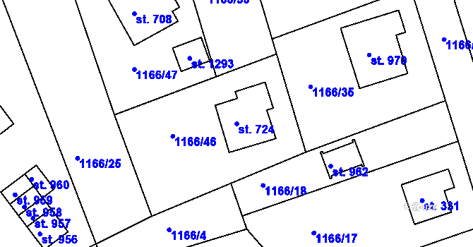 Parcela st. 724 v KÚ Seč, Katastrální mapa