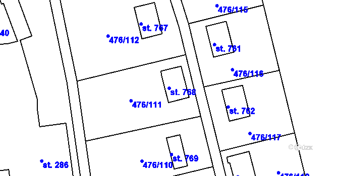 Parcela st. 768 v KÚ Seč, Katastrální mapa