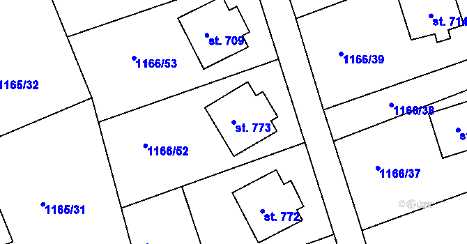 Parcela st. 773 v KÚ Seč, Katastrální mapa
