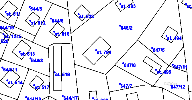 Parcela st. 791 v KÚ Seč, Katastrální mapa