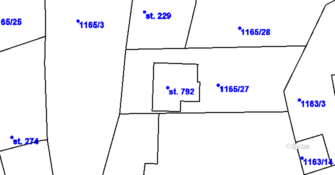 Parcela st. 792 v KÚ Seč, Katastrální mapa