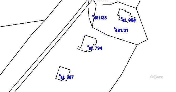 Parcela st. 794 v KÚ Seč, Katastrální mapa