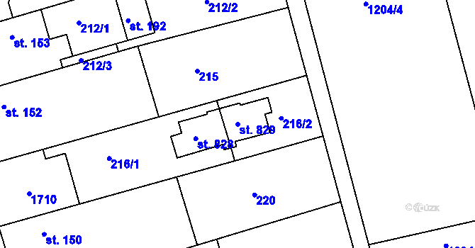 Parcela st. 829 v KÚ Seč, Katastrální mapa