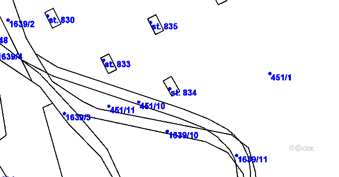 Parcela st. 834 v KÚ Seč, Katastrální mapa