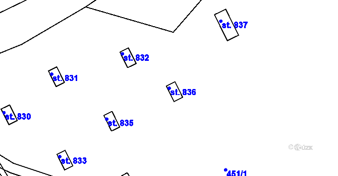 Parcela st. 836 v KÚ Seč, Katastrální mapa
