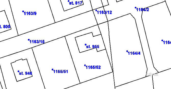 Parcela st. 955 v KÚ Seč, Katastrální mapa