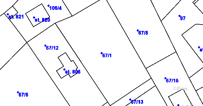 Parcela st. 67/1 v KÚ Seč, Katastrální mapa