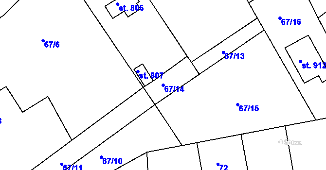 Parcela st. 67/14 v KÚ Seč, Katastrální mapa