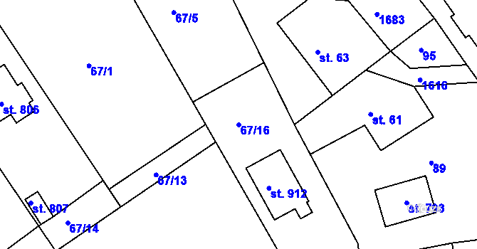 Parcela st. 67/16 v KÚ Seč, Katastrální mapa