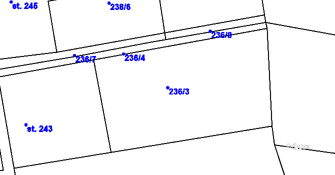Parcela st. 236/3 v KÚ Seč, Katastrální mapa