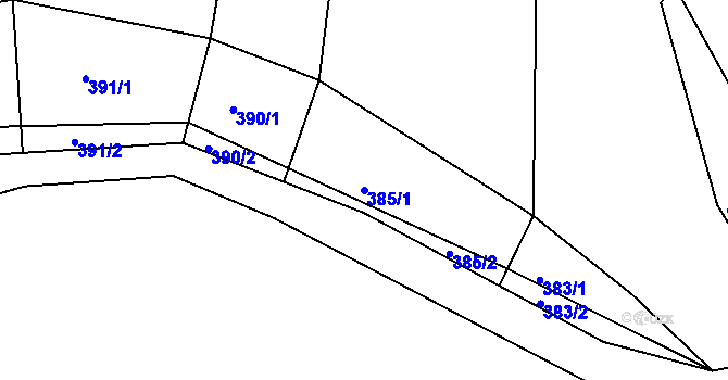 Parcela st. 385/1 v KÚ Seč, Katastrální mapa