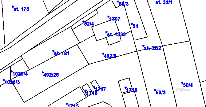 Parcela st. 492/6 v KÚ Seč, Katastrální mapa