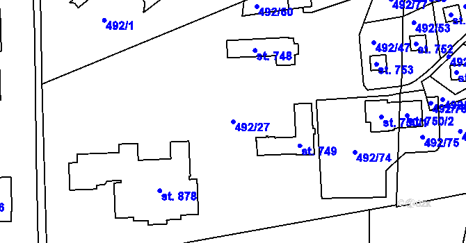 Parcela st. 492/27 v KÚ Seč, Katastrální mapa