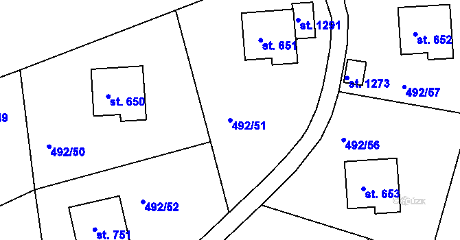 Parcela st. 492/51 v KÚ Seč, Katastrální mapa
