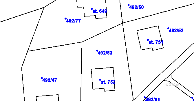 Parcela st. 492/53 v KÚ Seč, Katastrální mapa