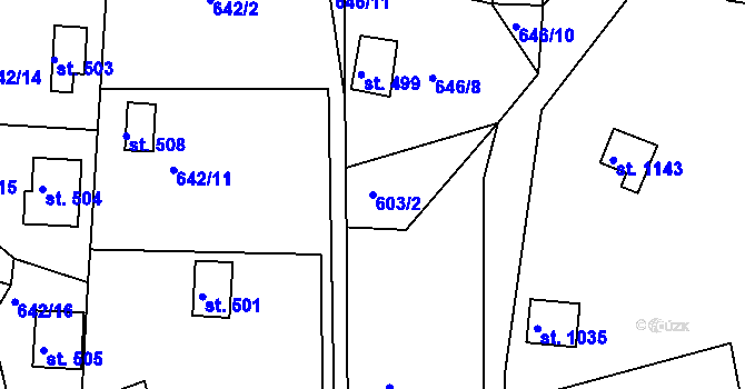 Parcela st. 603/2 v KÚ Seč, Katastrální mapa