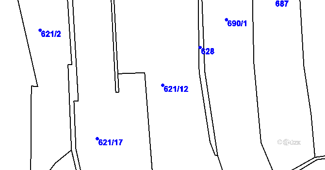 Parcela st. 621/12 v KÚ Seč, Katastrální mapa