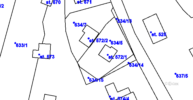 Parcela st. 634/12 v KÚ Seč, Katastrální mapa