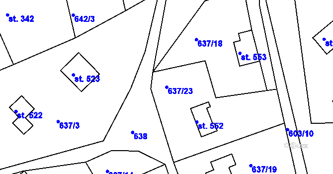 Parcela st. 637/23 v KÚ Seč, Katastrální mapa