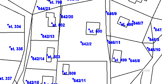 Parcela st. 642/2 v KÚ Seč, Katastrální mapa