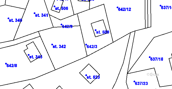 Parcela st. 642/3 v KÚ Seč, Katastrální mapa