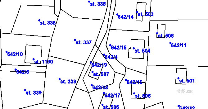 Parcela st. 642/4 v KÚ Seč, Katastrální mapa