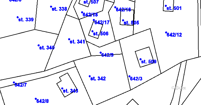 Parcela st. 642/9 v KÚ Seč, Katastrální mapa