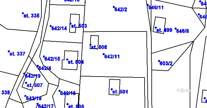 Parcela st. 642/11 v KÚ Seč, Katastrální mapa