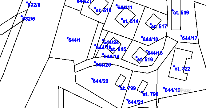Parcela st. 644/14 v KÚ Seč, Katastrální mapa