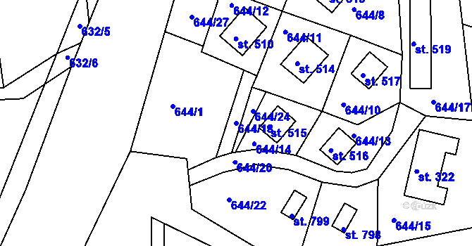 Parcela st. 644/18 v KÚ Seč, Katastrální mapa