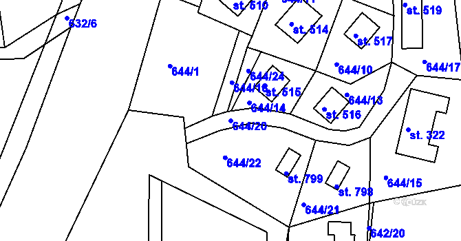 Parcela st. 644/20 v KÚ Seč, Katastrální mapa