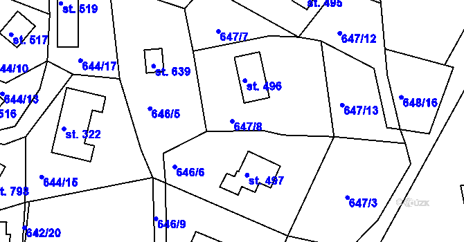 Parcela st. 647/8 v KÚ Seč, Katastrální mapa