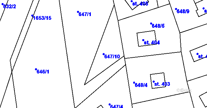 Parcela st. 647/10 v KÚ Seč, Katastrální mapa