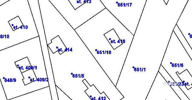 Parcela st. 651/18 v KÚ Seč, Katastrální mapa