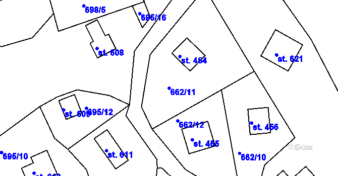 Parcela st. 662/11 v KÚ Seč, Katastrální mapa