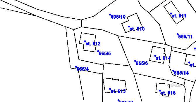 Parcela st. 665/5 v KÚ Seč, Katastrální mapa