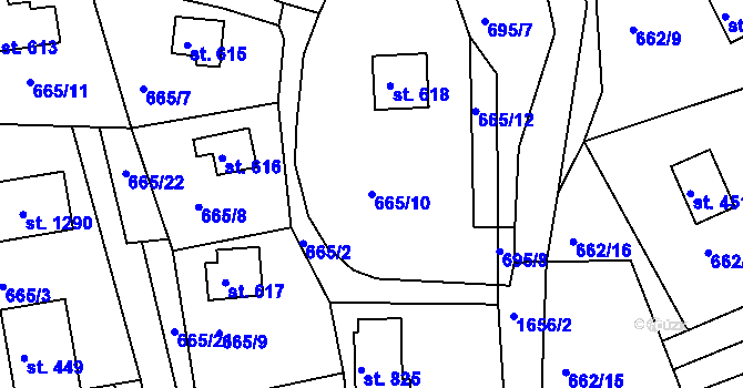 Parcela st. 665/10 v KÚ Seč, Katastrální mapa