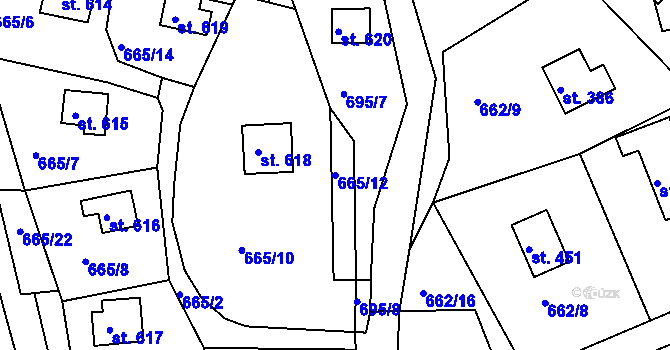 Parcela st. 665/12 v KÚ Seč, Katastrální mapa