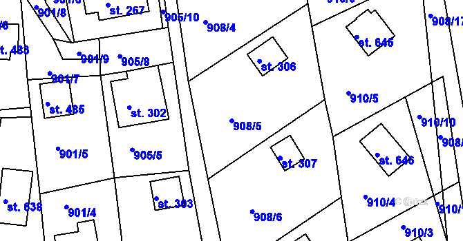 Parcela st. 908/5 v KÚ Seč, Katastrální mapa