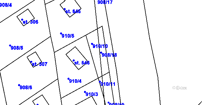 Parcela st. 908/18 v KÚ Seč, Katastrální mapa