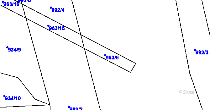 Parcela st. 963/6 v KÚ Seč, Katastrální mapa