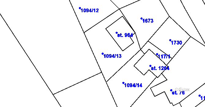 Parcela st. 1094/13 v KÚ Seč, Katastrální mapa