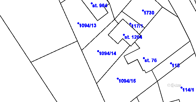 Parcela st. 1094/14 v KÚ Seč, Katastrální mapa