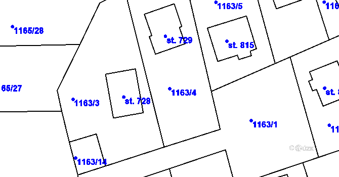Parcela st. 1163/4 v KÚ Seč, Katastrální mapa