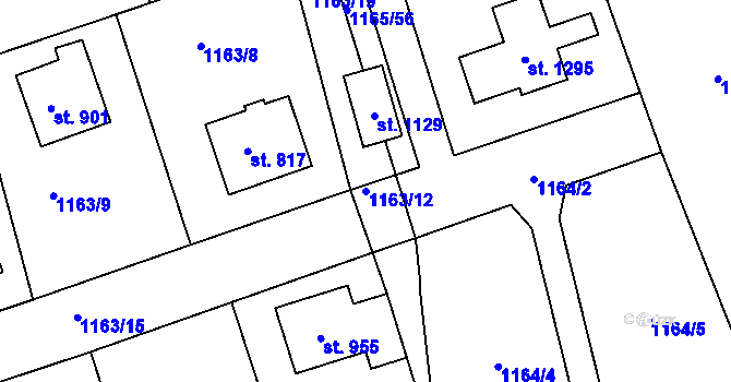 Parcela st. 1163/12 v KÚ Seč, Katastrální mapa
